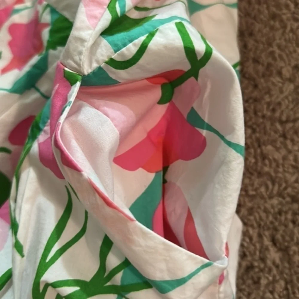 Lilly Pulitzer Girls Sleeveless Shift Dress 16 Altered Tucks White Pink Green